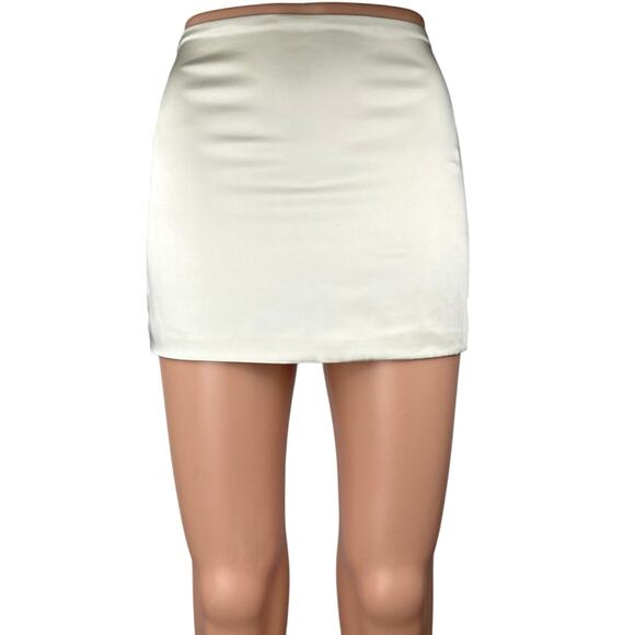 Oh Polly Dresses & Skirts - Oh Polly Women's White Silk Satin Back Zip Mini Bodycon Pencil Slip Skirt Size 0